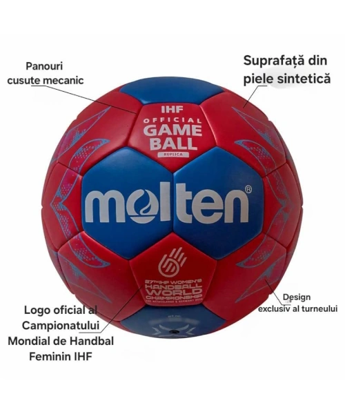 Minge handbal Molten HA1800, design Campionatul Mondial de Handbal Feminin 2025 - imagine 4