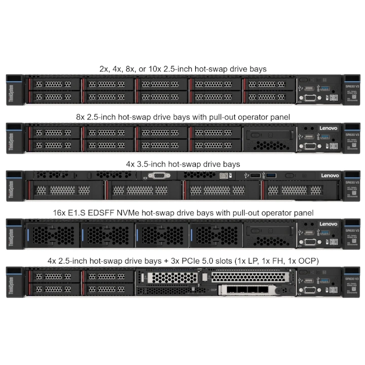 Server Lenovo ThinkSystem SR630 V3, 1xXeon Silver 4514Y, 32GB, 1U, 8x2,5”, 1x1100W - imagine 3